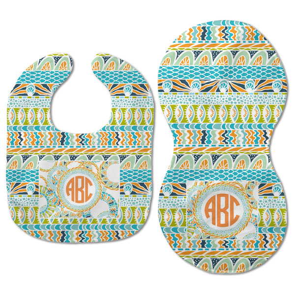 Teal Ribbons & Labels Baby Bib & Burp Set - Approval (new bib & burp)
