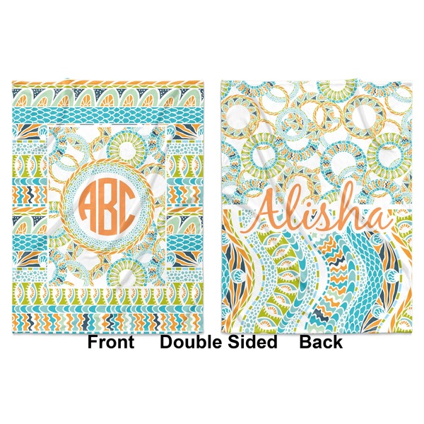 Teal Ribbons & Labels Baby Blanket (Double Sided - Printed Front and Back)