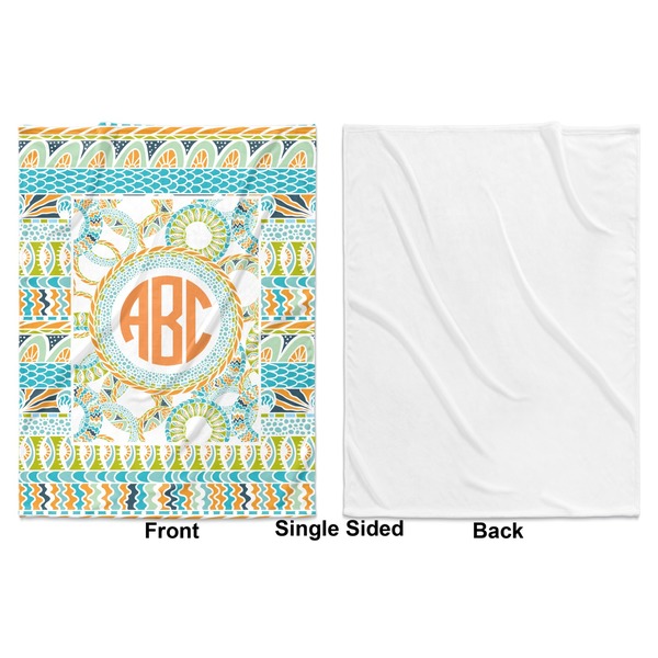 Teal Ribbons & Labels Baby Blanket (Single Side - Printed Front, White Back)