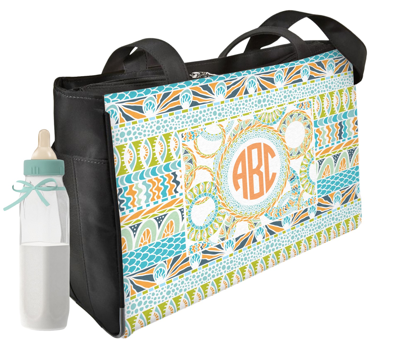 Teal Ribbons & Labels Diaper Bag w/ Monogram YouCustomizeIt