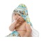 Teal Ribbons & Labels Baby Hooded Towel on Child