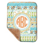 Teal Ribbons & Labels Sherpa Baby Blanket - 30" x 40" w/ Monograms