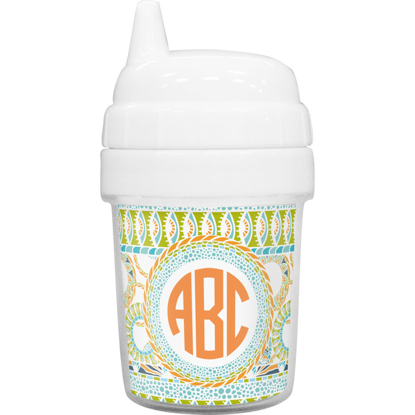 Custom Teal Ribbons & Labels Baby Sippy Cup (Personalized)