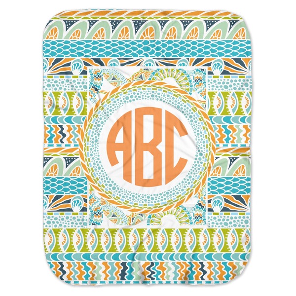 Custom Teal Ribbons & Labels Baby Swaddling Blanket (Personalized)