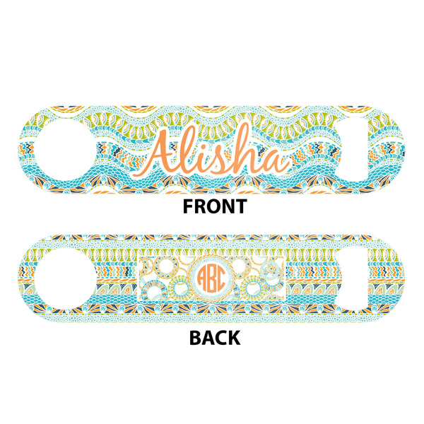 Teal Ribbons & Labels Bar Bottle Opener - White - Approval