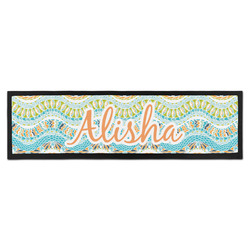 Teal Ribbons & Labels Bar Mat - Large (Personalized)