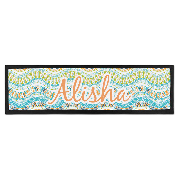 Custom Teal Ribbons & Labels Bar Mat (Personalized)