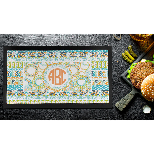 Teal Ribbons & Labels Bar Mat - Small - LIFESTYLE