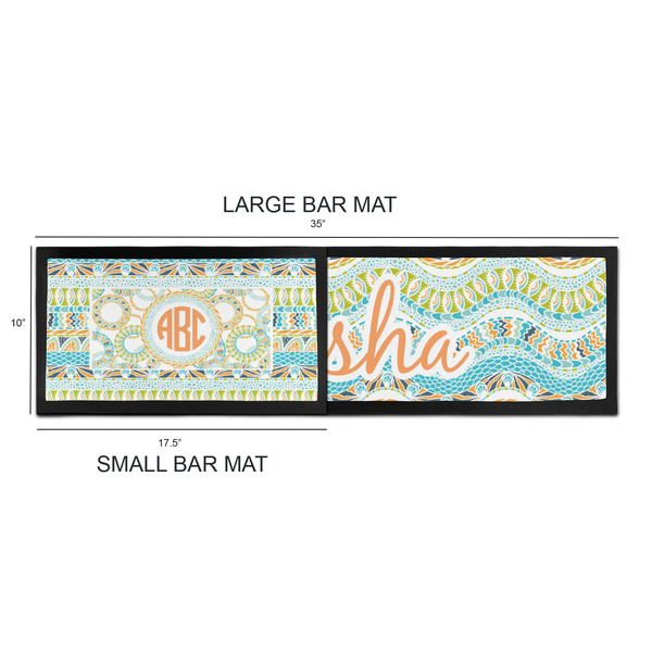 Teal Ribbons & Labels Bar Mats - Sizing Chart