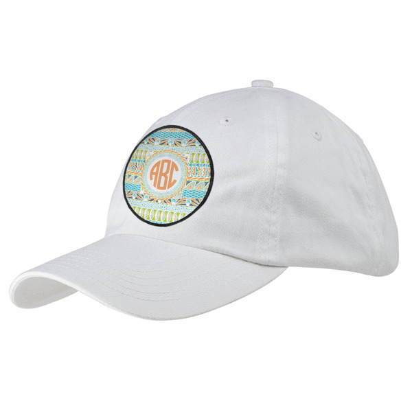 Custom Teal Ribbons & Labels Baseball Cap - White (Personalized)