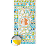 Teal Ribbons & Labels Beach Towel (Personalized)