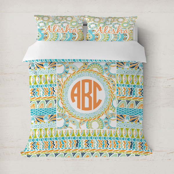 Custom Teal Ribbons & Labels Duvet Cover Set - Full / Queen (Personalized)