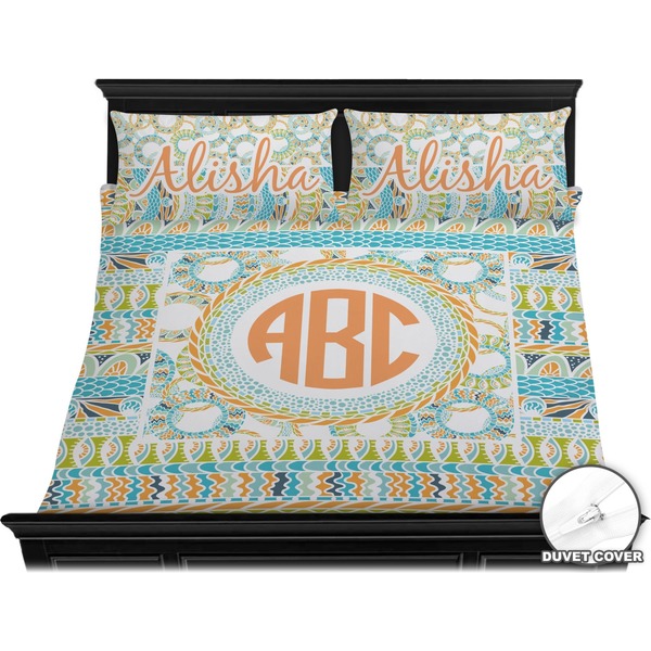 Teal Ribbons & Labels Bedding Set (King) - Duvet