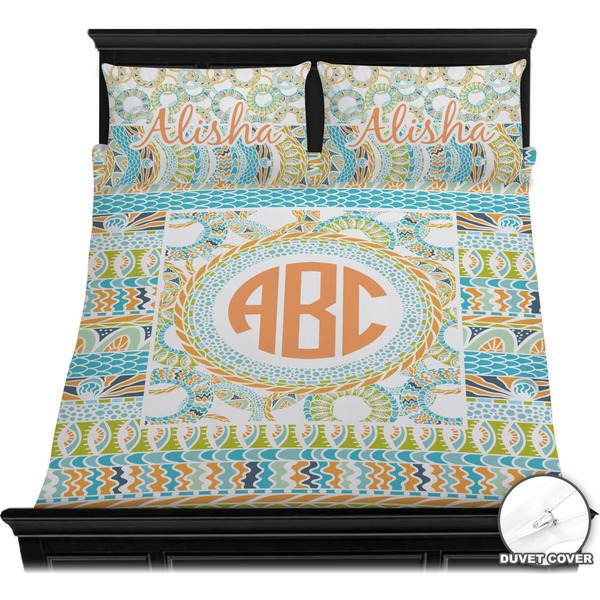 Teal Ribbons & Labels Bedding Set (Queen) - Duvet