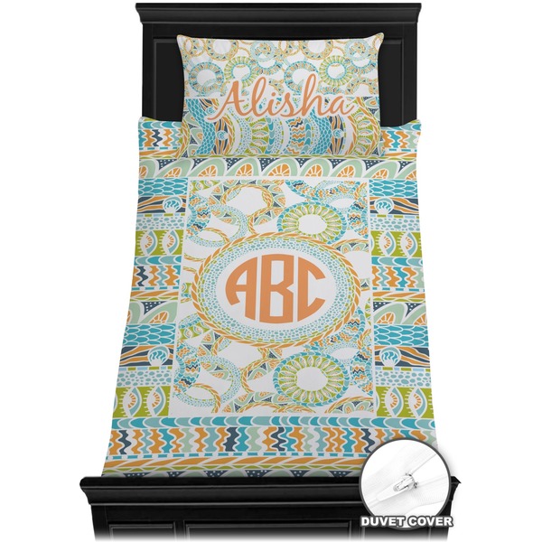 Teal Ribbons & Labels Bedding Set (Twin) - Duvet