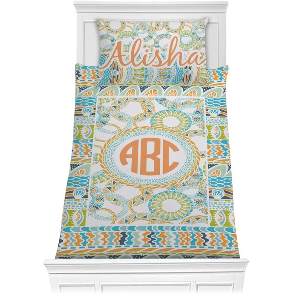 Teal Ribbons & Labels Bedding Set (Twin)