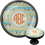Teal Ribbons & Labels Cabinet Knob (Black) (Personalized)