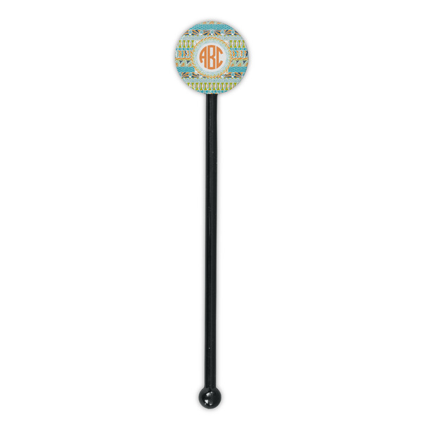 Teal Ribbons & Labels Black Plastic 5.5" Stir Stick - Round - Single Stick