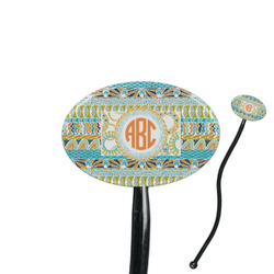 Teal Ribbons & Labels 7" Oval Plastic Stir Sticks - Black - Single Sided (Personalized)