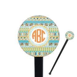Teal Ribbons & Labels 7" Round Plastic Stir Sticks - Black - Double Sided (Personalized)