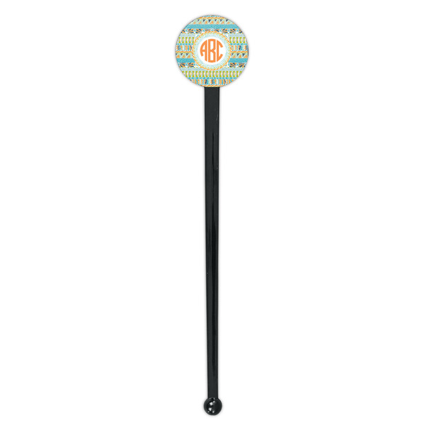 Teal Ribbons & Labels Black Plastic 7" Stir Stick - Round - Single Stick