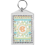 Teal Ribbons & Labels Bling Keychain (Personalized)
