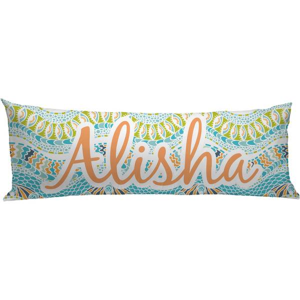 Custom Teal Ribbons & Labels Body Pillow Case (Personalized)