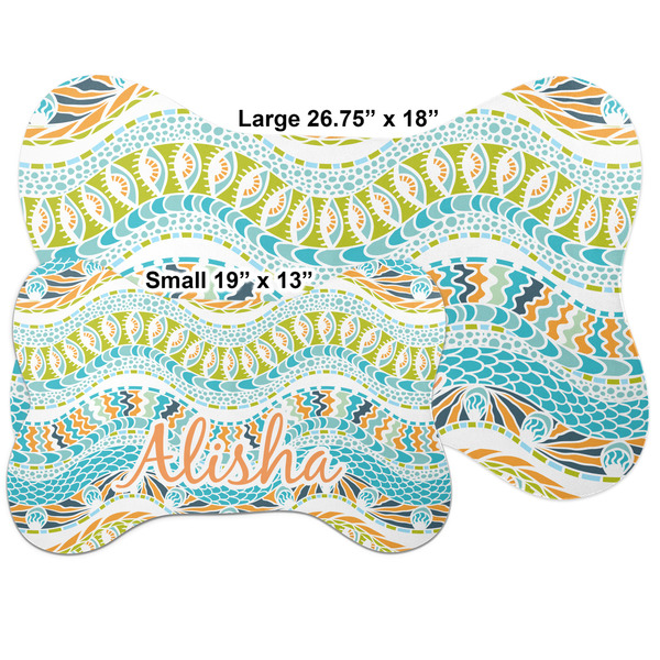 Teal Ribbons & Labels Bone Shaped Mat Comparison