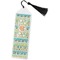 Teal Ribbons & Labels Bookmark with tassel - Flat