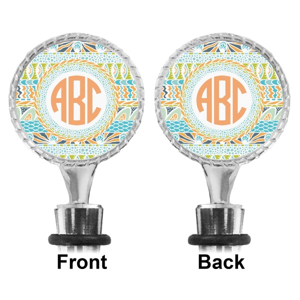 Teal Ribbons & Labels Bottle Stopper - Front and Back