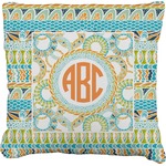 Teal Ribbons & Labels Faux-Linen Throw Pillow 18" (Personalized)