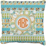 Teal Ribbons & Labels Faux-Linen Throw Pillow 20" (Personalized)