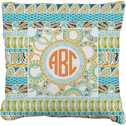 Teal Ribbons & Labels Faux-Linen Throw Pillow 20" (Personalized)