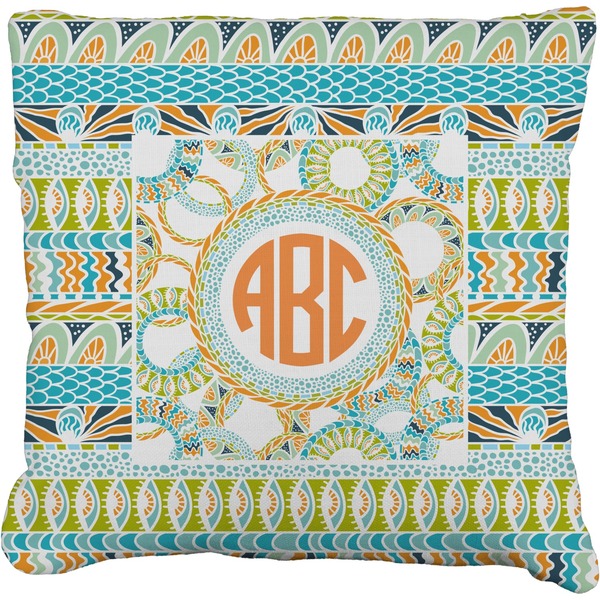 Custom Teal Ribbons & Labels Faux-Linen Throw Pillow 20" (Personalized)