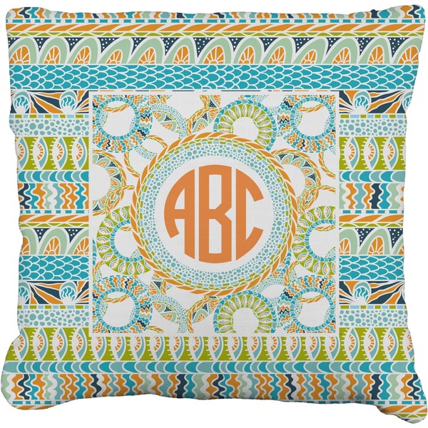 Custom Teal Ribbons & Labels Faux-Linen Throw Pillow 26" (Personalized)