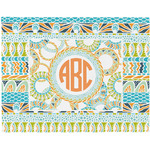 Teal Ribbons & Labels Woven Fabric Placemat - Twill w/ Monogram
