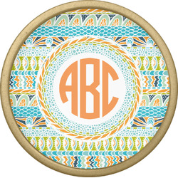 Teal Ribbons & Labels Cabinet Knob - Gold (Personalized)