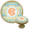 Teal Ribbons & Labels Cabinet Knob - Gold (Personalized)