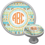 Teal Ribbons & Labels Cabinet Knob (Silver) (Personalized)