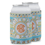 Teal Ribbons & Labels Can Cooler (12 oz) w/ Monogram