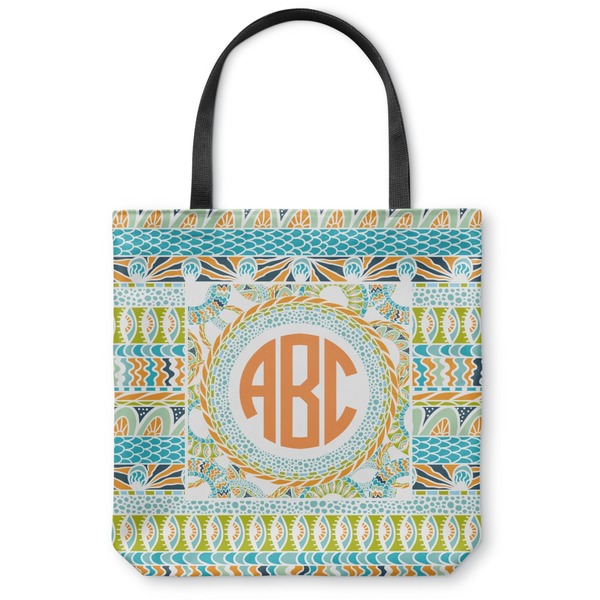 Custom Teal Ribbons & Labels Canvas Tote Bag (Personalized)