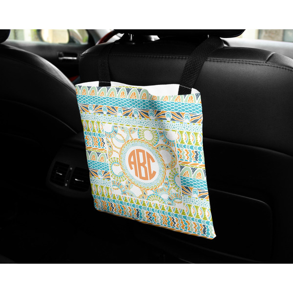Teal Ribbons & Labels Car Bag - In Use
