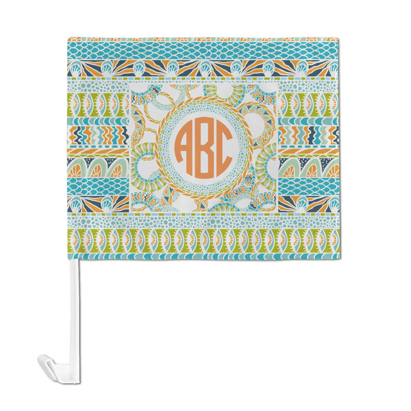 Teal Ribbons & Labels Car Flag - Large - FRONT