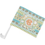 Teal Ribbons & Labels Car Flag - Small w/ Monogram