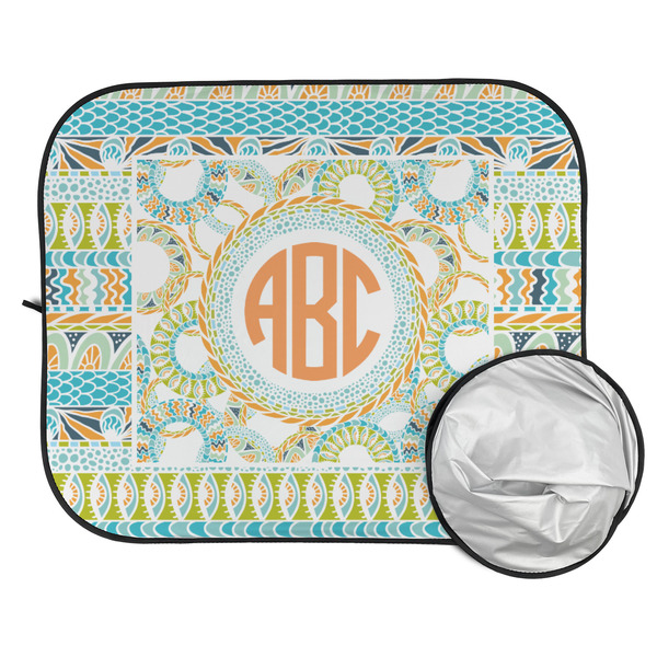 Teal Ribbons & Labels Car Sun Shades - FOLDED & UNFOLDED