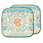 Teal Ribbons & Labels Car Sun Shade - Two Piece (Personalized)