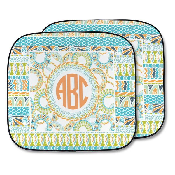 Custom Teal Ribbons & Labels Car Sun Shade - Two Piece (Personalized)