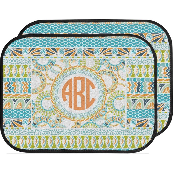 Custom Teal Ribbons & Labels Car Floor Mats (Back Seat) (Personalized)