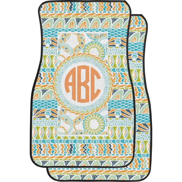 Custom Teal Ribbons & Labels Car Floor Mats (Front Seat) (Personalized)