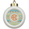 Teal Ribbons & Labels Ceramic Ball Ornament (Personalized)